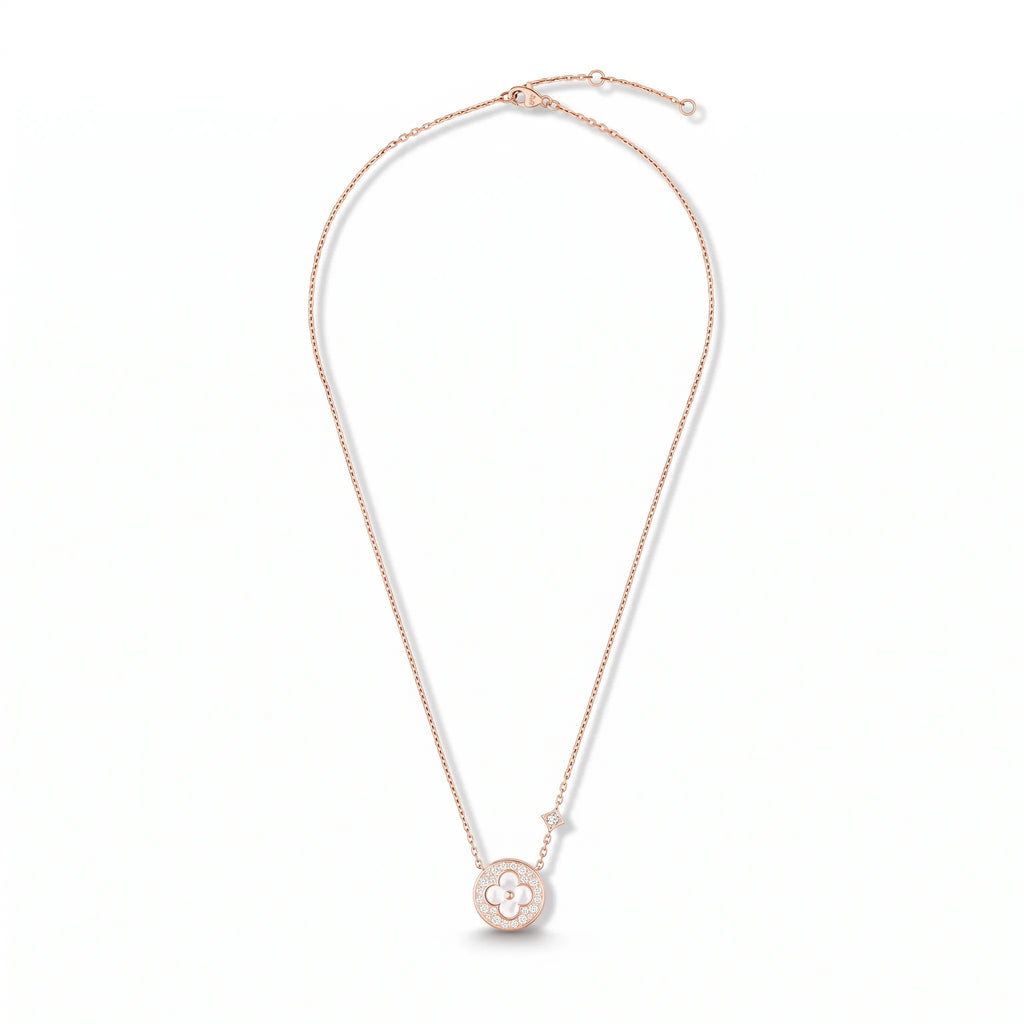 Color Blossom Pearl-Tone Motif Pendant Necklace