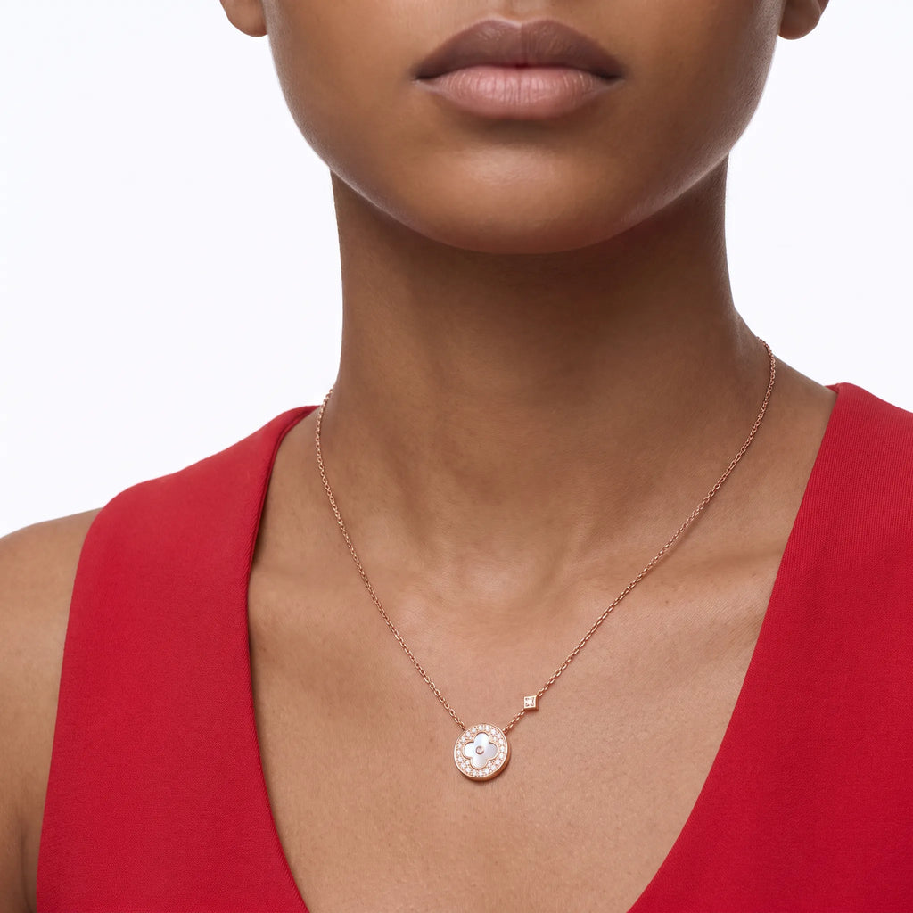 Color Blossom Pearl-Tone Motif Pendant Necklace