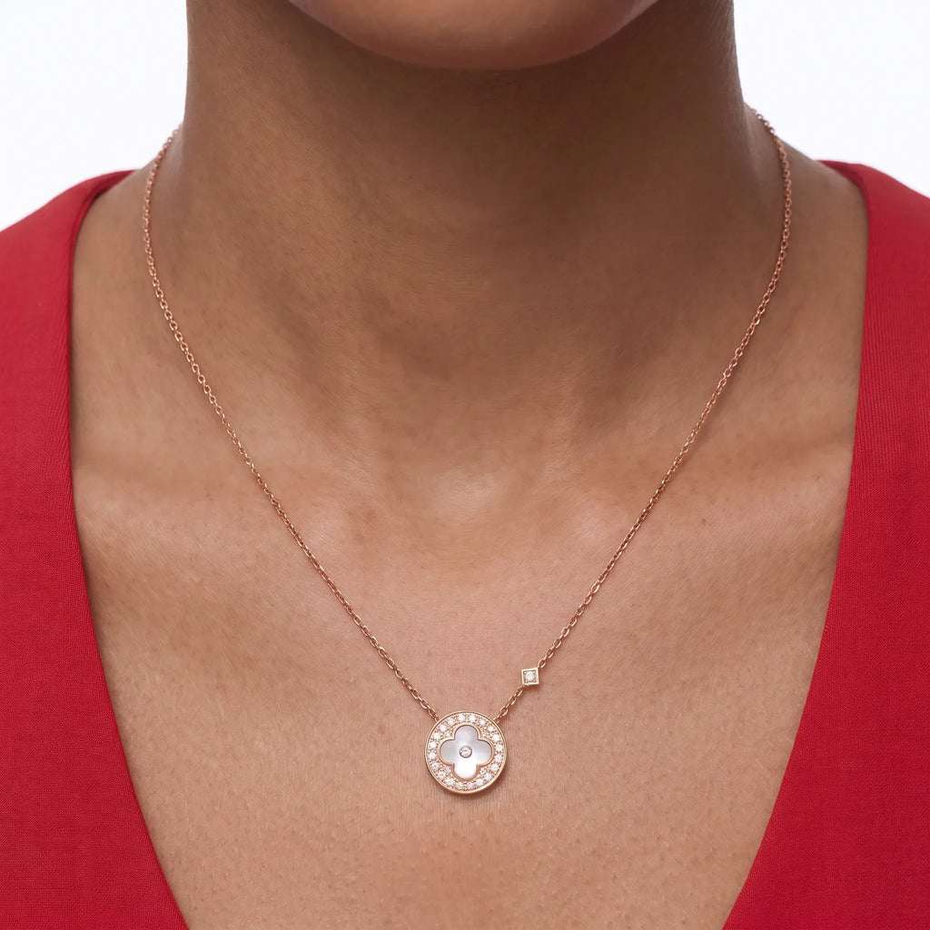 Color Blossom Pearl-Tone Motif Pendant Necklace