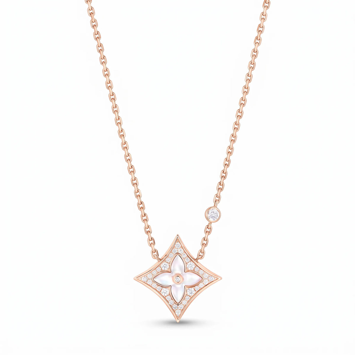 Color Blossom Pearl-Tone Motif Pendant Necklace