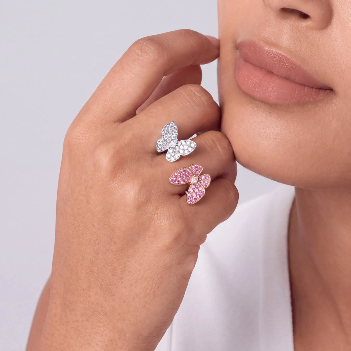 Deux Papillons Pink Butterfly Ring