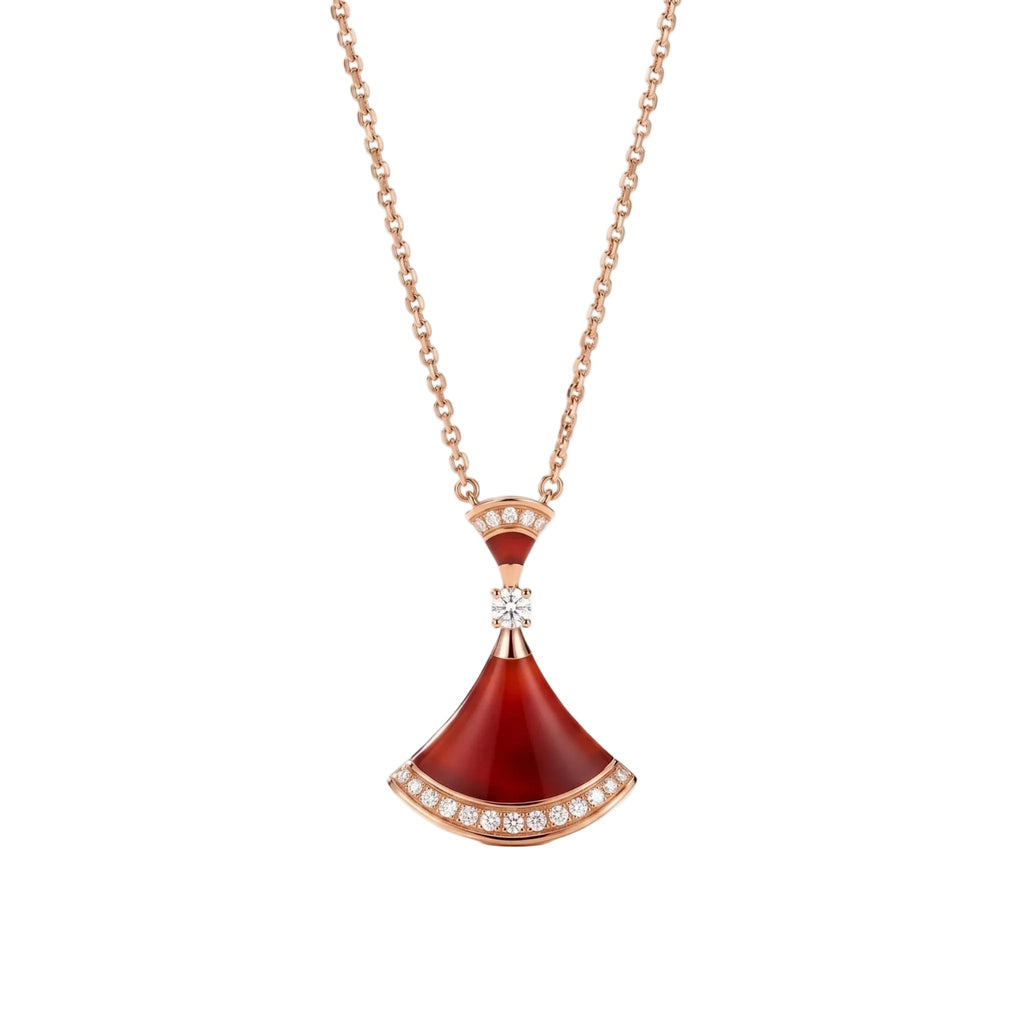 Diva's Dream Red Fan Pendant Necklace