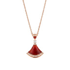 Diva's Dream Red Fan Pendant Necklace