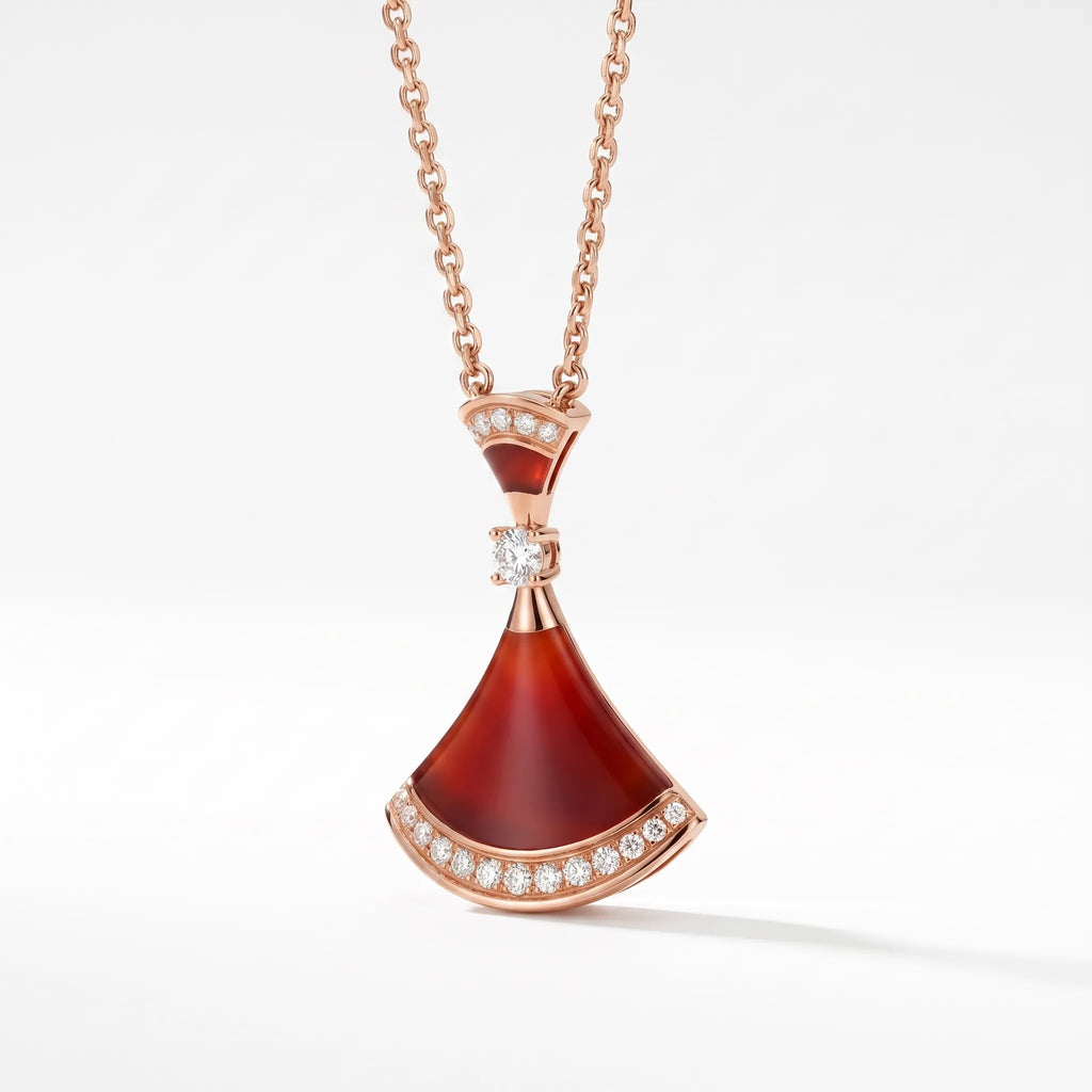 Diva's Dream Red Fan Pendant Necklace