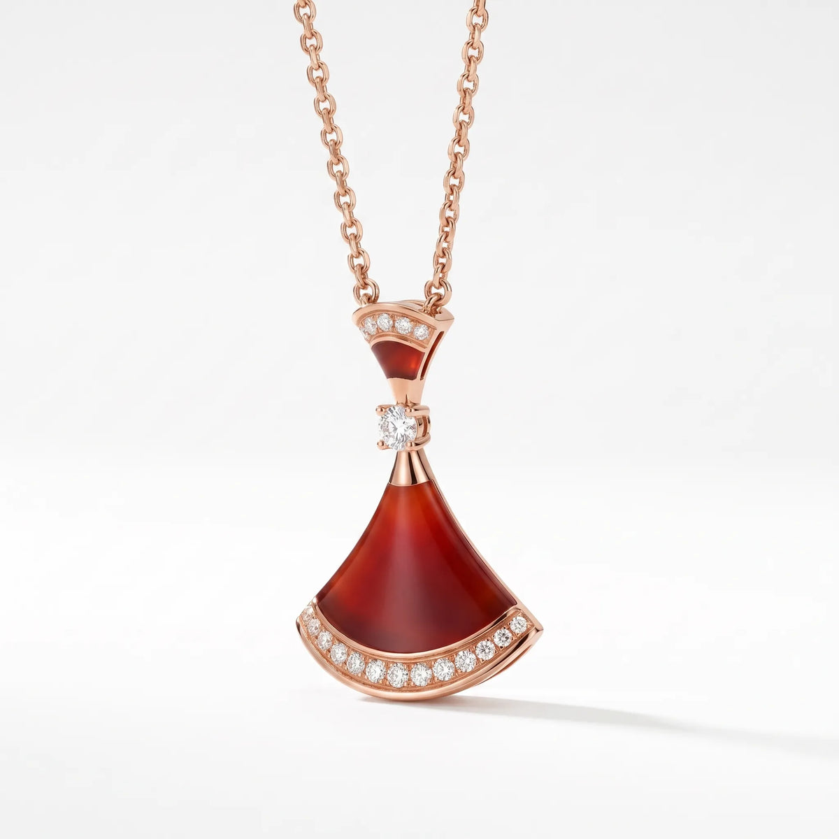 Diva's Dream Red Fan Pendant Necklace