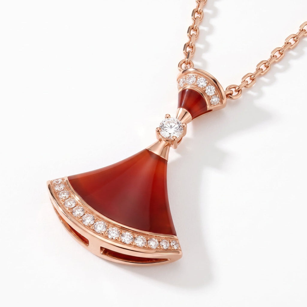 Diva's Dream Red Fan Pendant Necklace