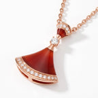 Diva's Dream Red Fan Pendant Necklace