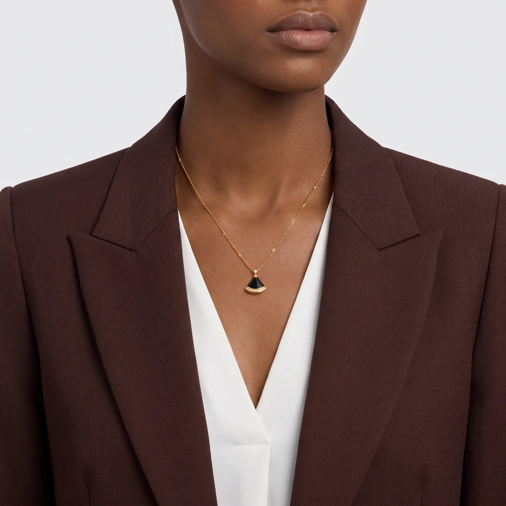 Divas' Dream Color Fan Pavé Pendant Necklace