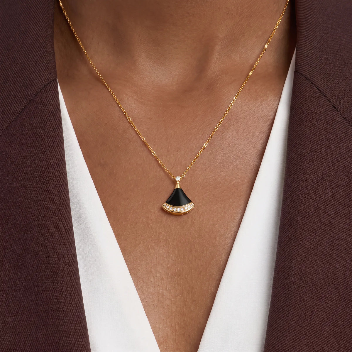 Divas' Dream Color Fan Pavé Pendant Necklace