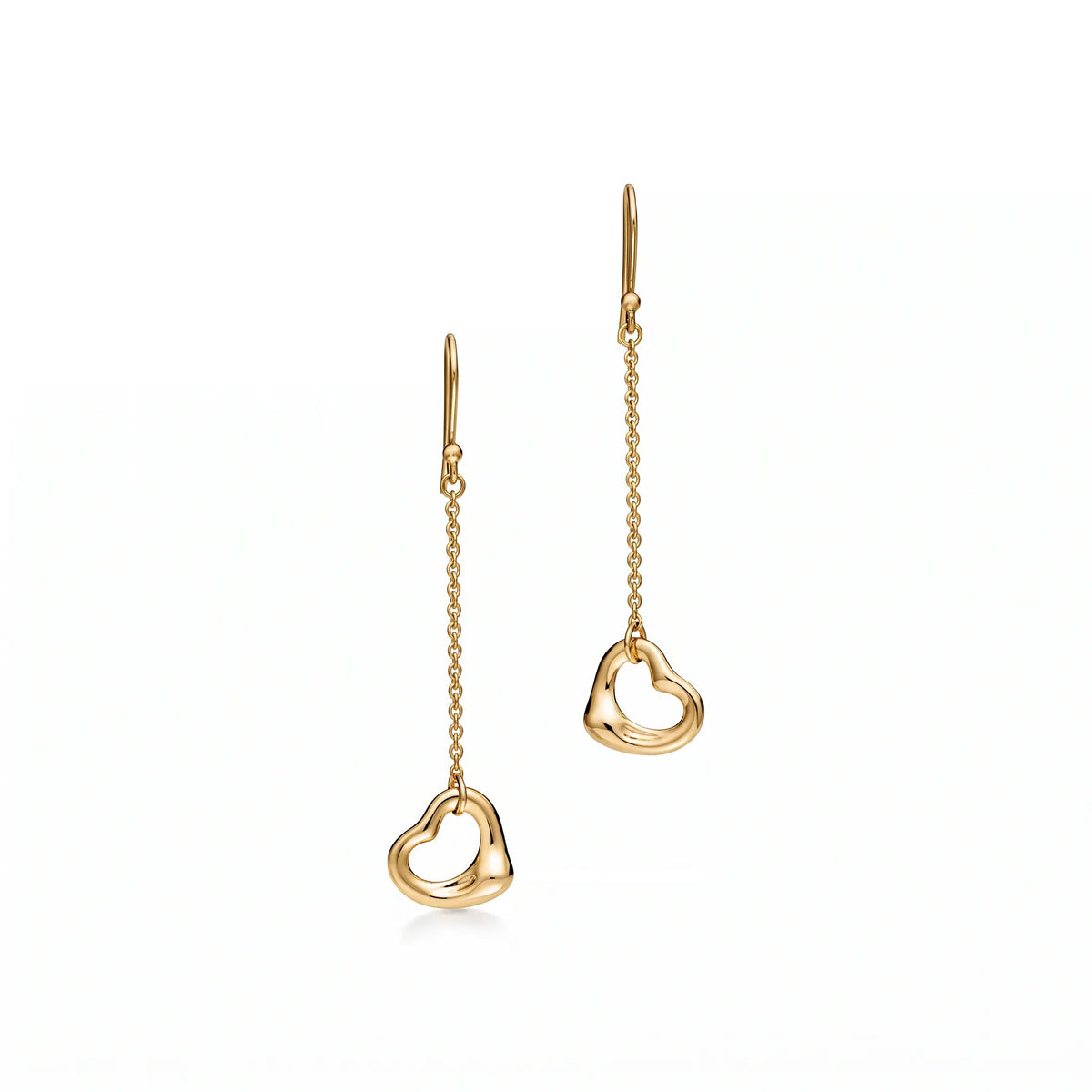 Elsa Peretti Open Heart Long Chain Drop Earrings