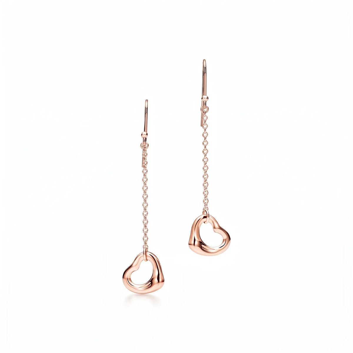 Elsa Peretti Open Heart Long Chain Drop Earrings