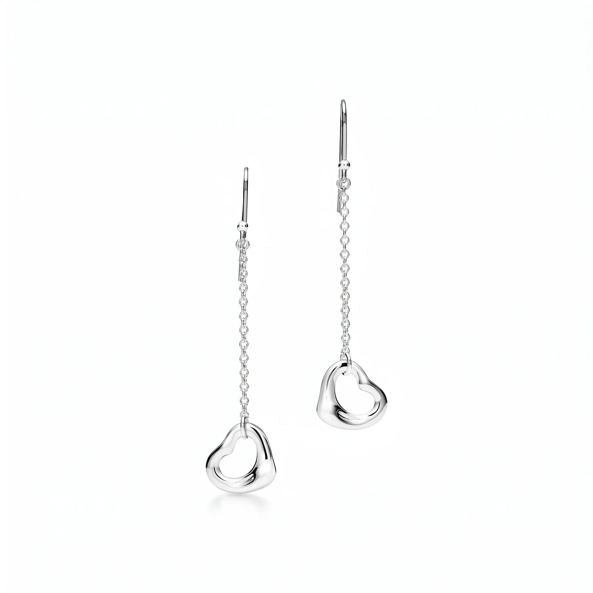 Elsa Peretti Open Heart Long Chain Drop Earrings