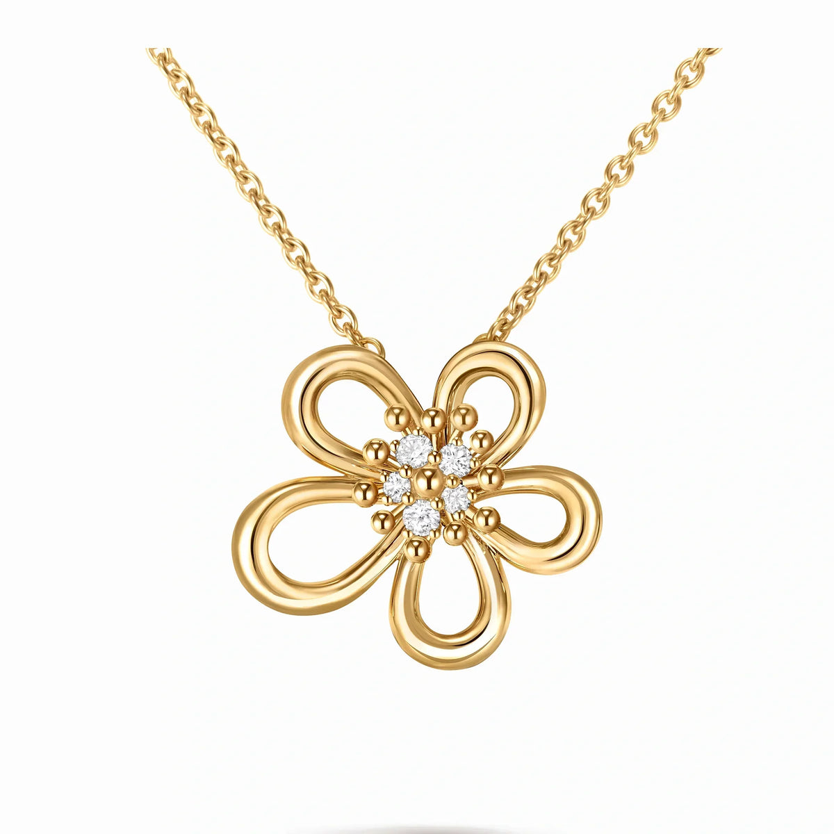 Frivole Open Five Petal Pendant Necklace