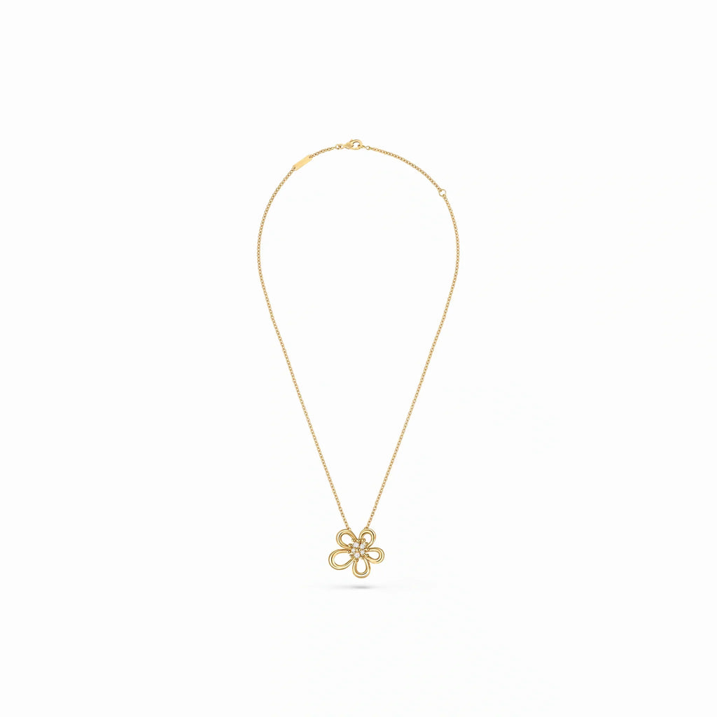 Frivole Open Five Petal Pendant Necklace