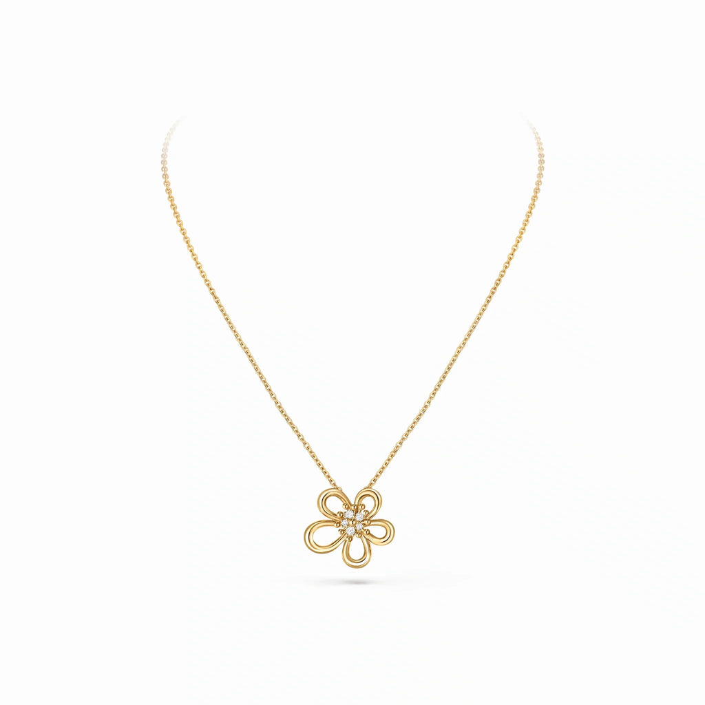 Frivole Open Five Petal Pendant Necklace