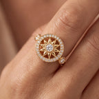 Gates Sunburst Flower Halo Ring