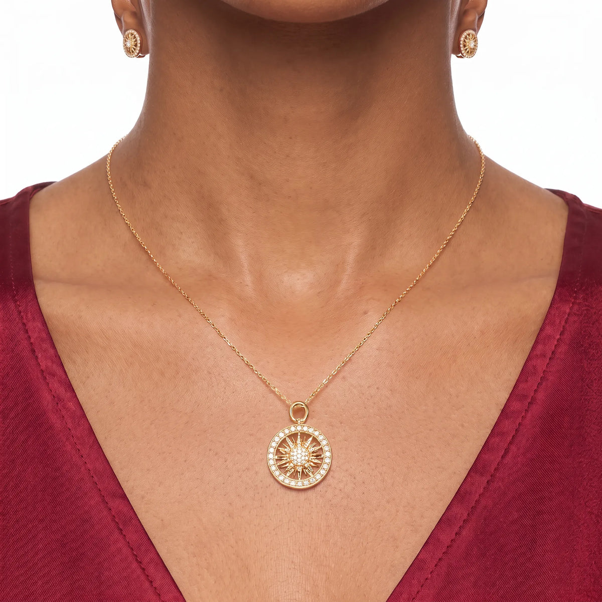 Gates Sunburst Medallion Pendant Necklace