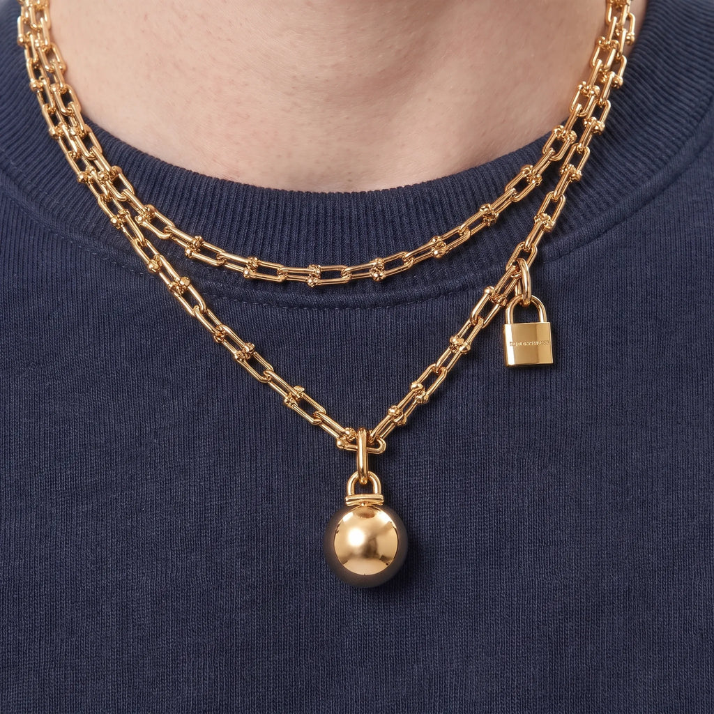 HardWear Orb and Lock Charm Wrap Chain Necklace