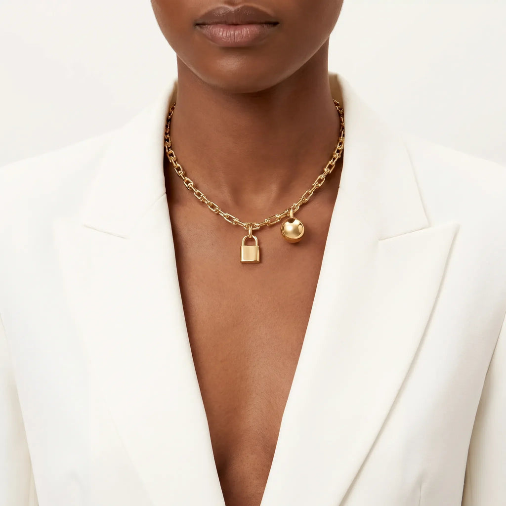 HardWear Orb and Padlock Charm Link Necklace