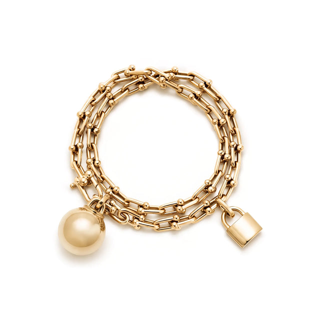 HardWear Orb and Padlock Charm Multi-Wrap Bracelet