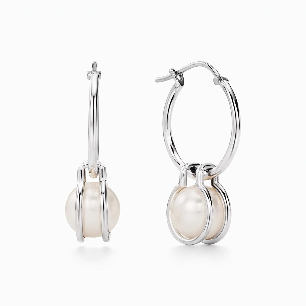 HardWear Pearl-Tone Orb Link Hoop Earrings