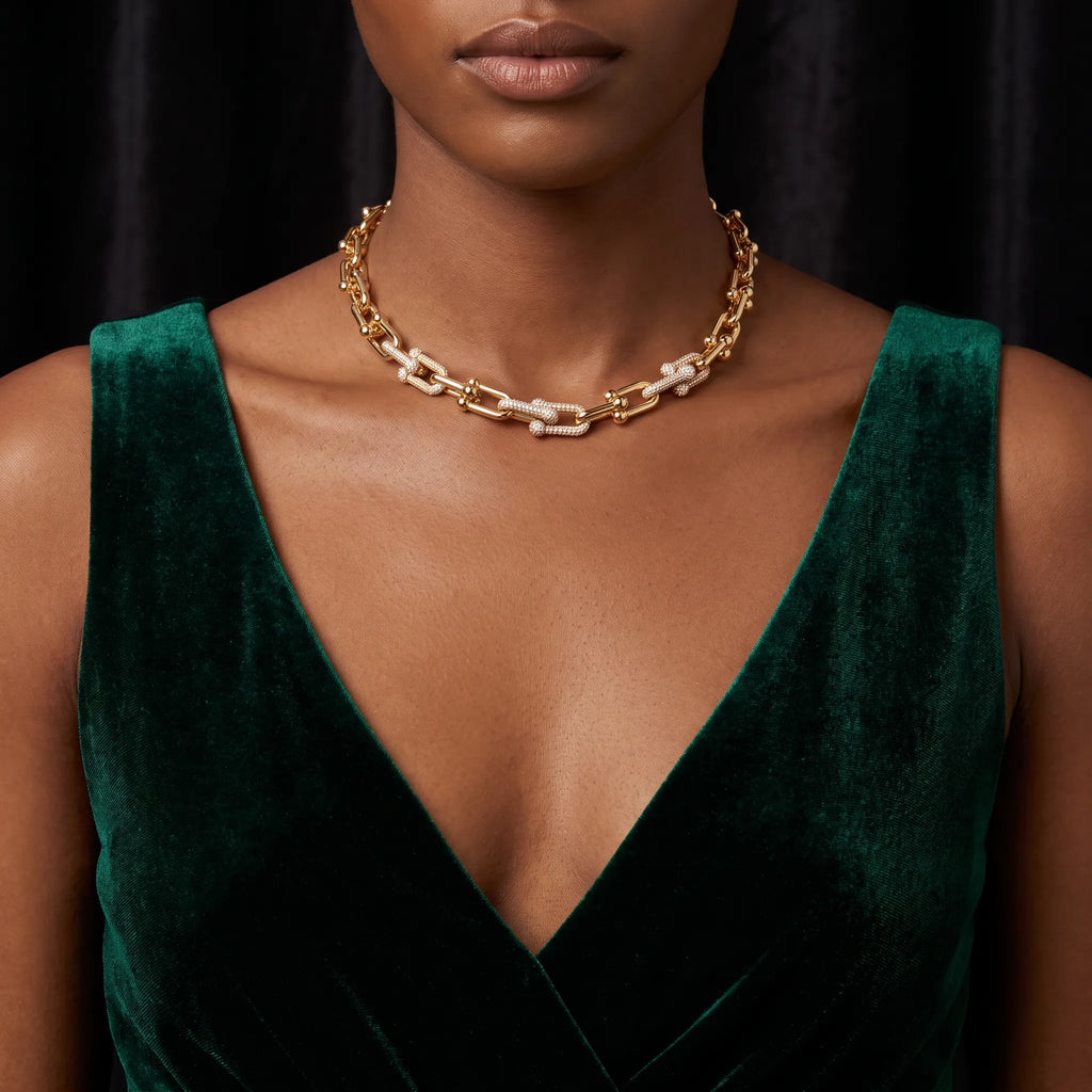 HardWear Triple Pavé Graduated Link Chain Necklace