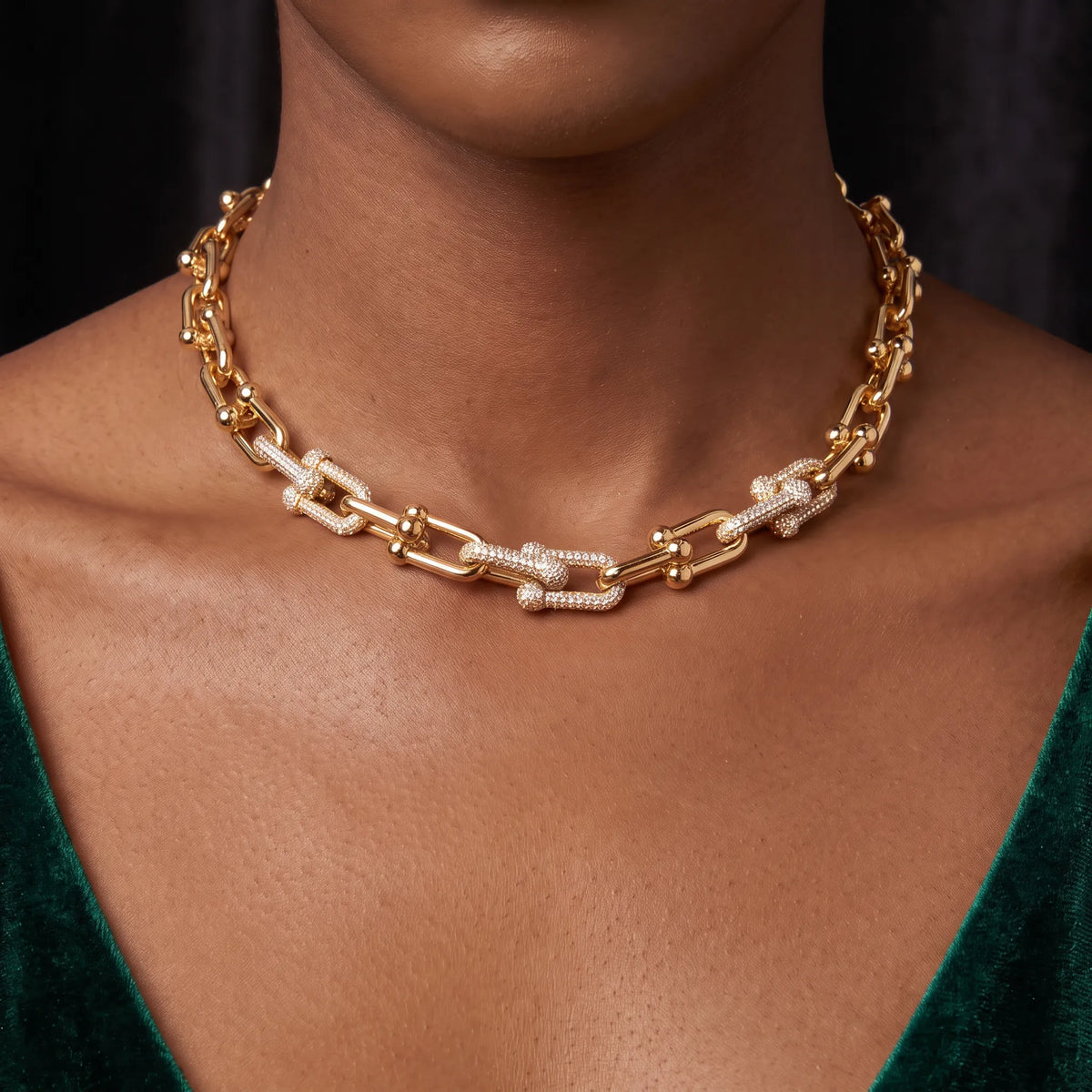 HardWear Triple Pavé Graduated Link Chain Necklace