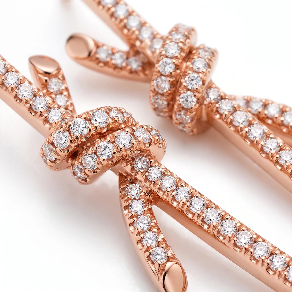 Knot Cascading Pavé Long Drop Earrings