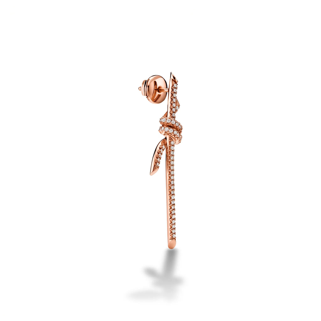 Knot Cascading Pavé Long Drop Earrings
