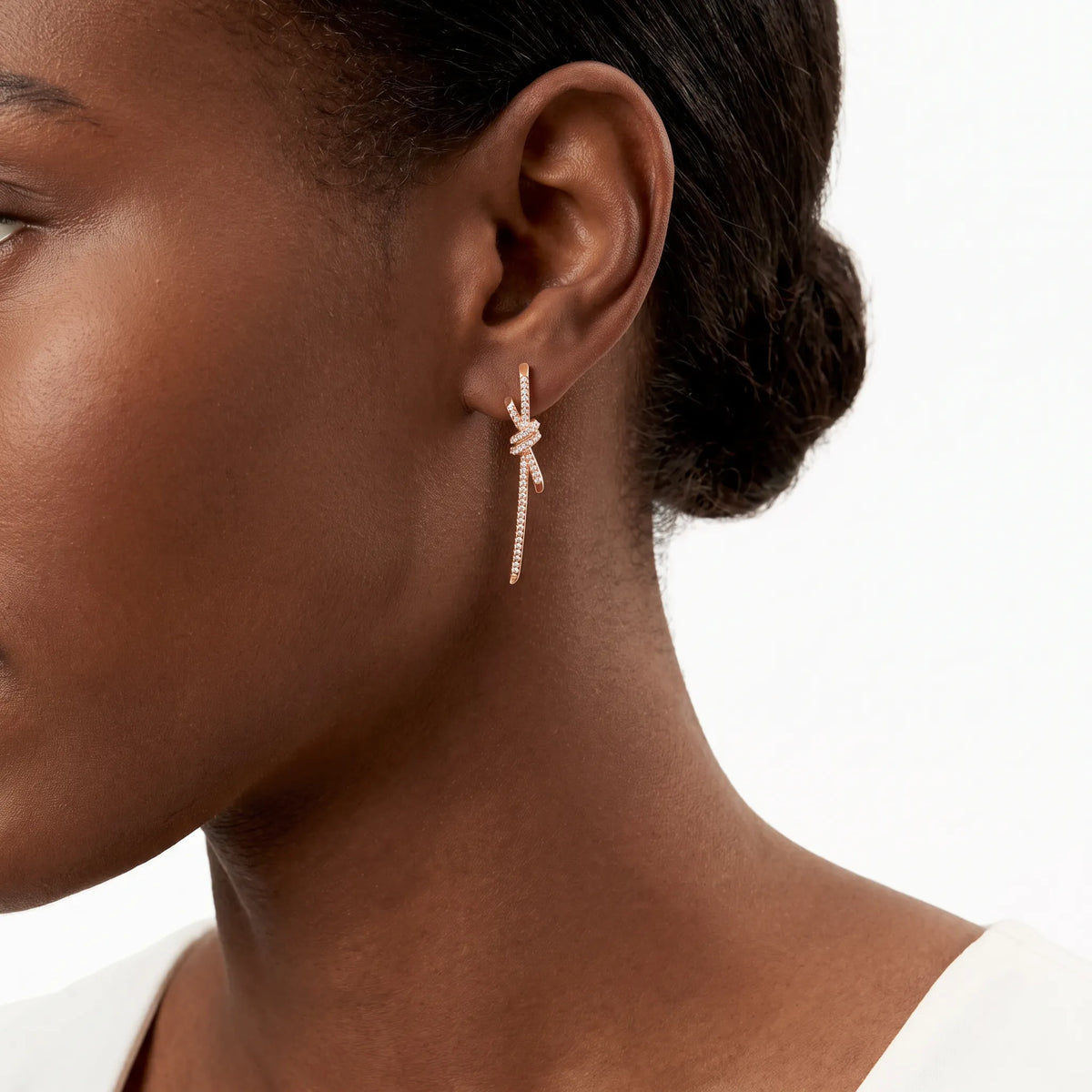 Knot Cascading Pavé Long Drop Earrings