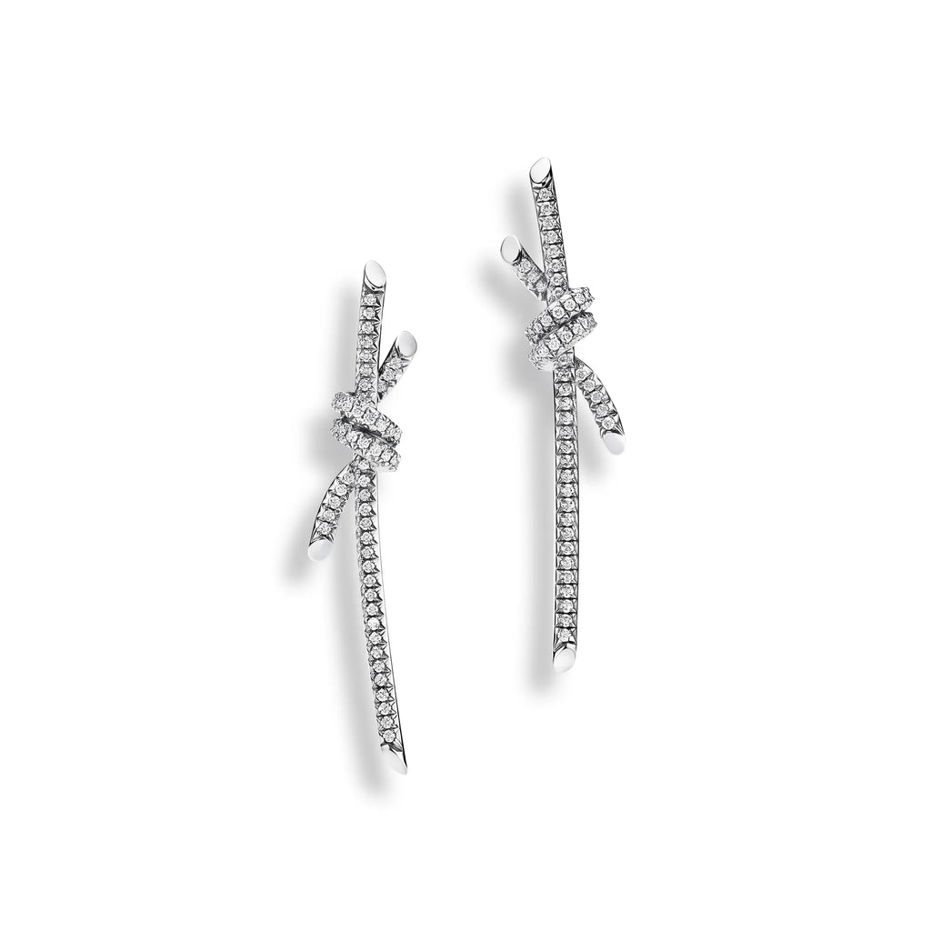 Knot Cascading Pavé Long Drop Earrings