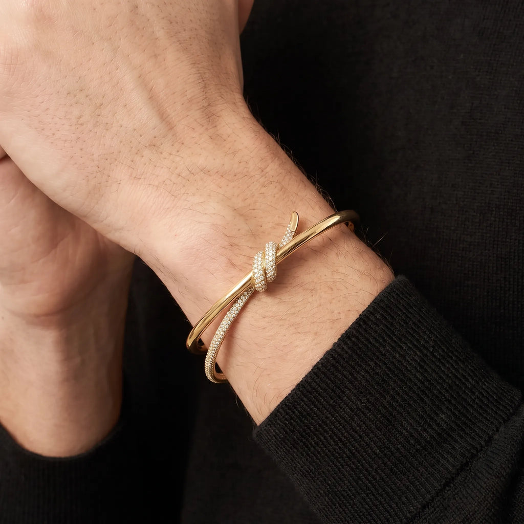 Knot Double Row Pavé Bangle