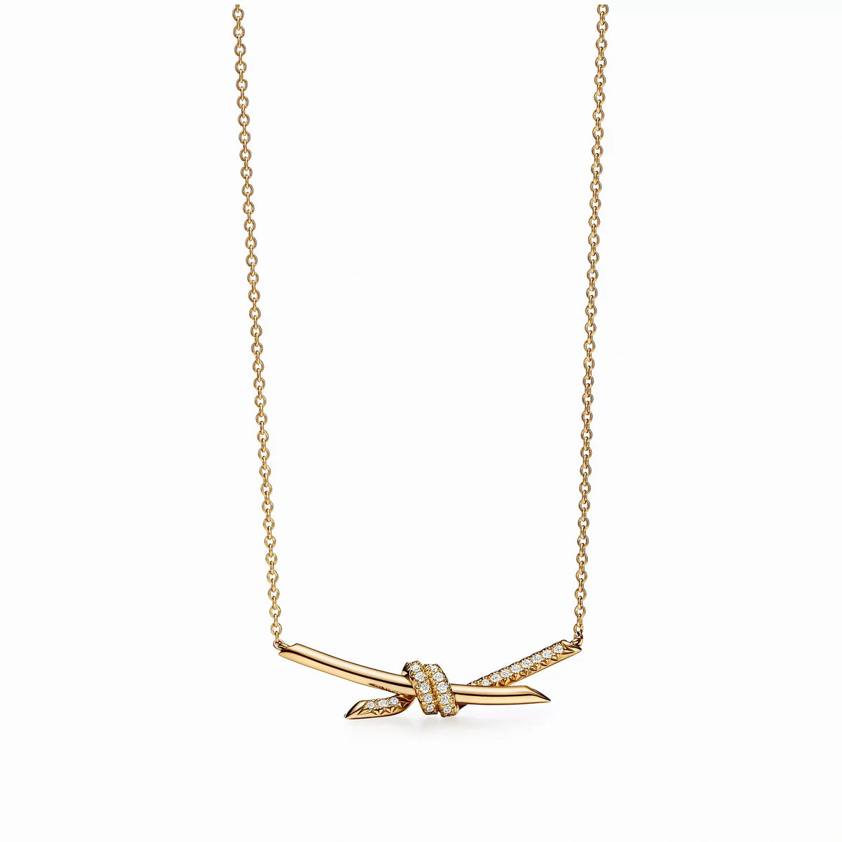 Knot Embrace Pavé Pendant Necklace