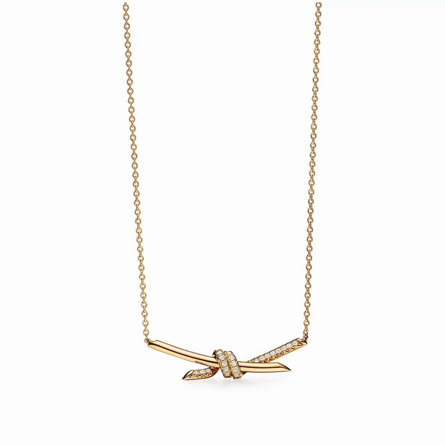 Knot Embrace Pavé Pendant Necklace