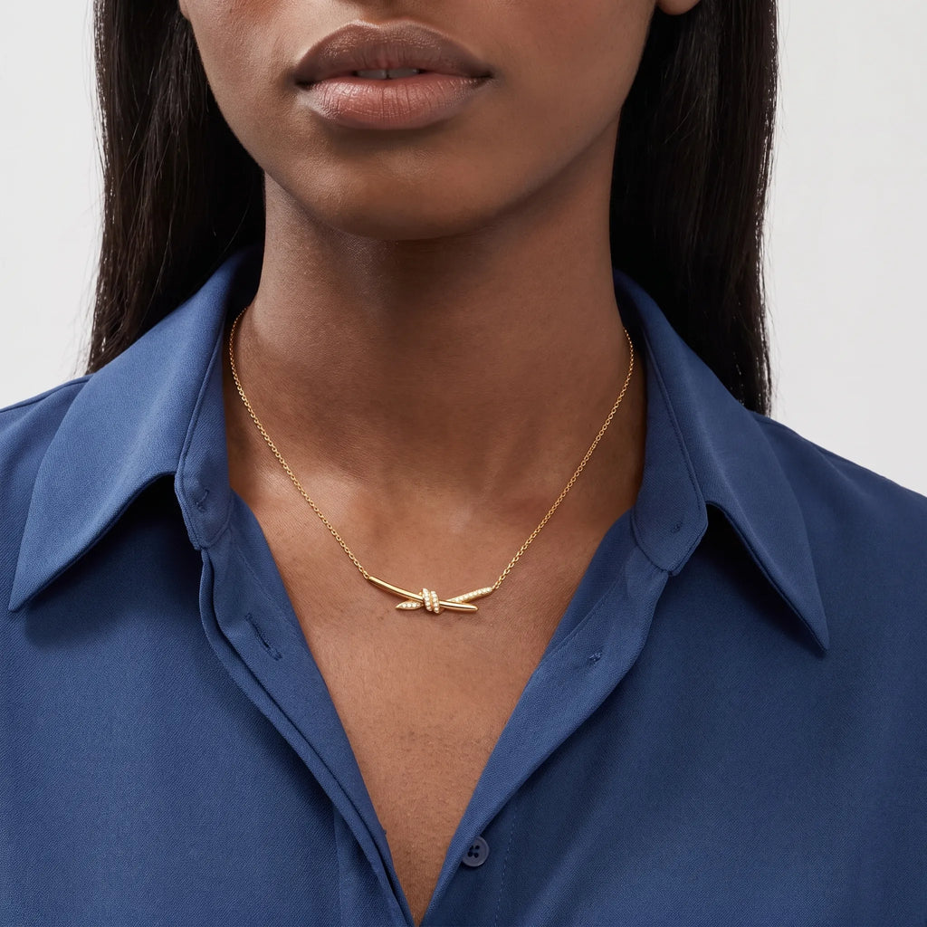 Knot Embrace Pavé Pendant Necklace