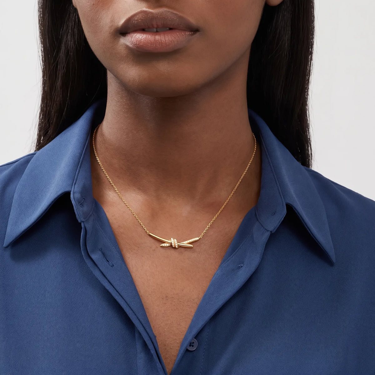 Knot Embrace Pavé Pendant Necklace