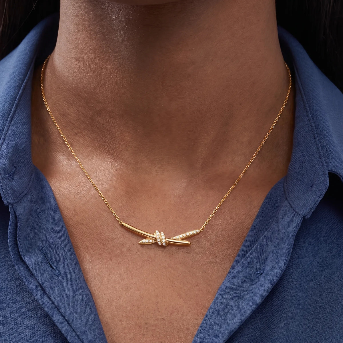 Knot Embrace Pavé Pendant Necklace