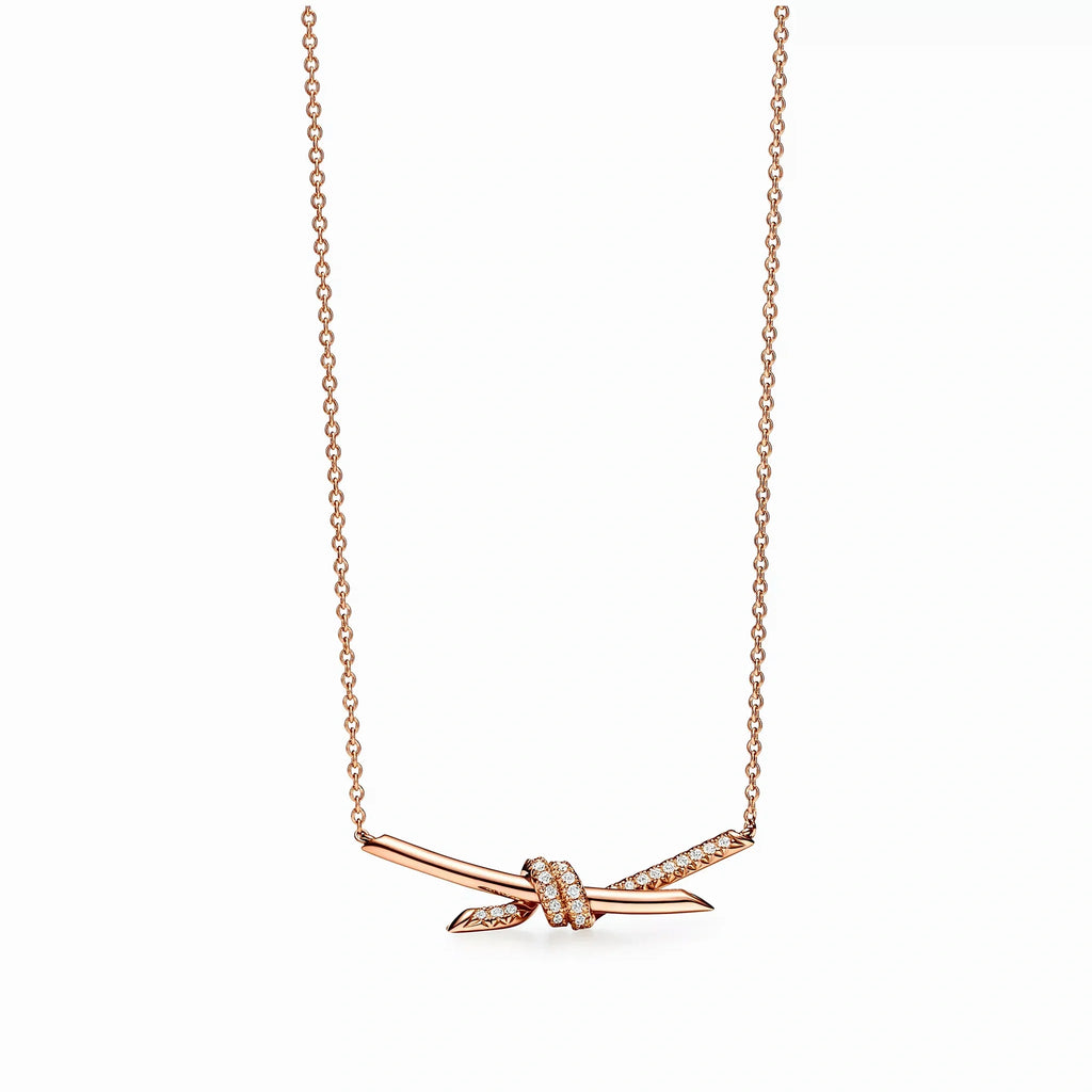 Knot Embrace Pavé Pendant Necklace