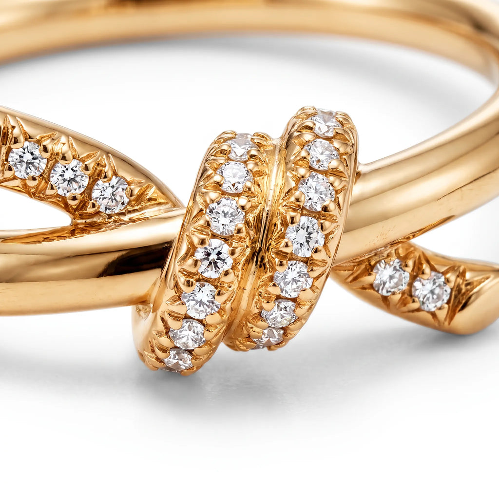 Knot Entwined Pavé Interlaced Ring
