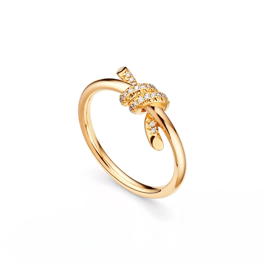 Knot Entwined Pavé Interlaced Ring