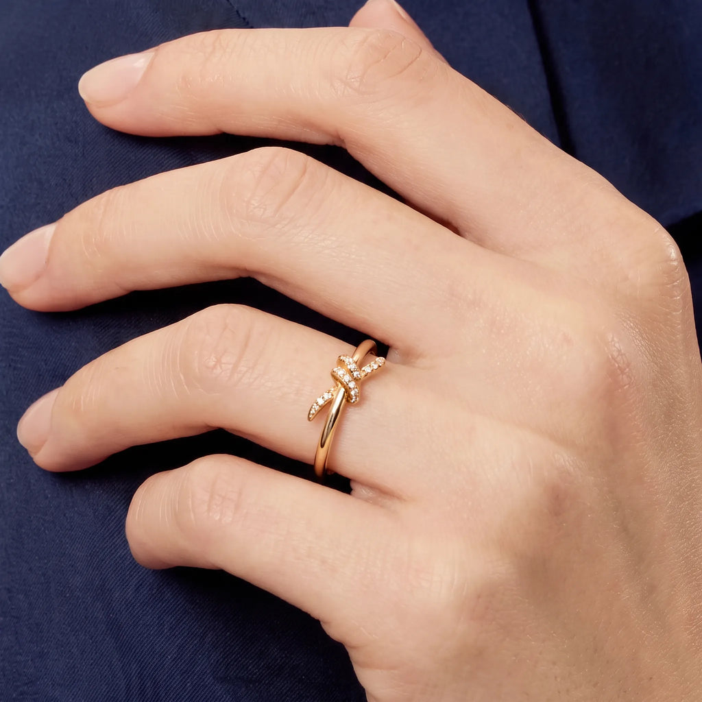 Knot Entwined Pavé Interlaced Ring