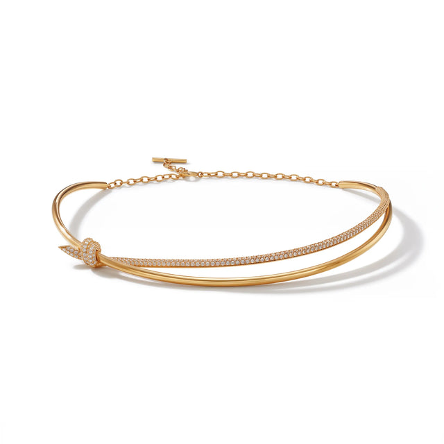 Knot Grace Double Row Pavé Collar Necklace