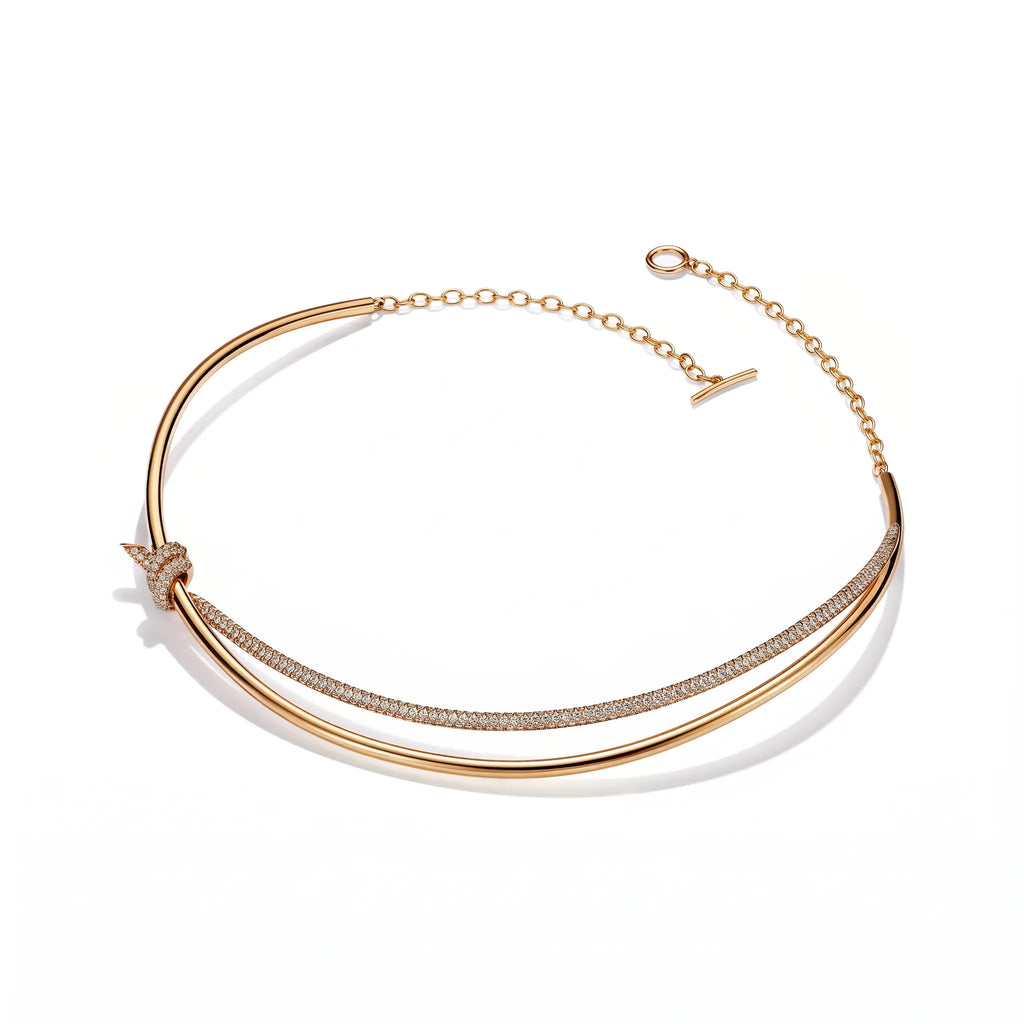 Knot Grace Double Row Pavé Collar Necklace