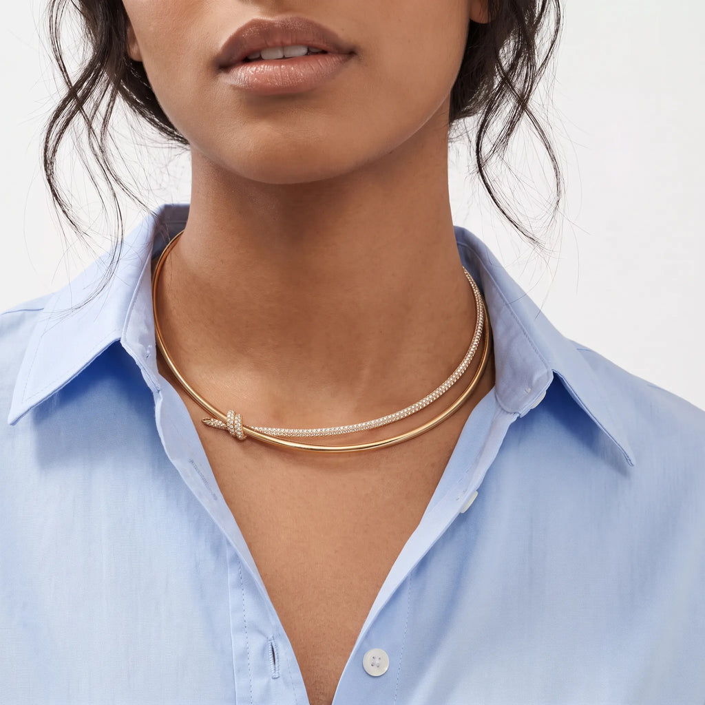 Knot Grace Double Row Pavé Collar Necklace