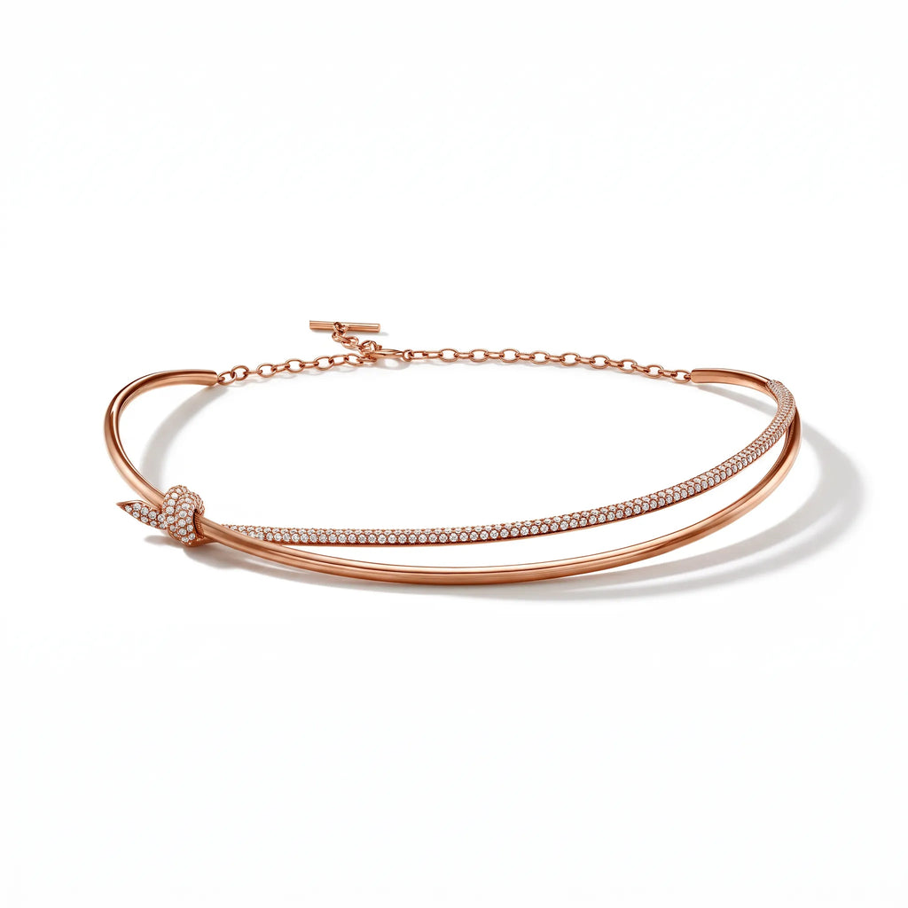 Knot Grace Double Row Pavé Collar Necklace