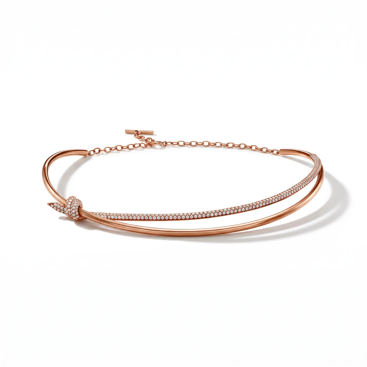 Knot Grace Double Row Pavé Collar Necklace