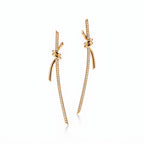 Knot Pavé Curved Drop Earrings