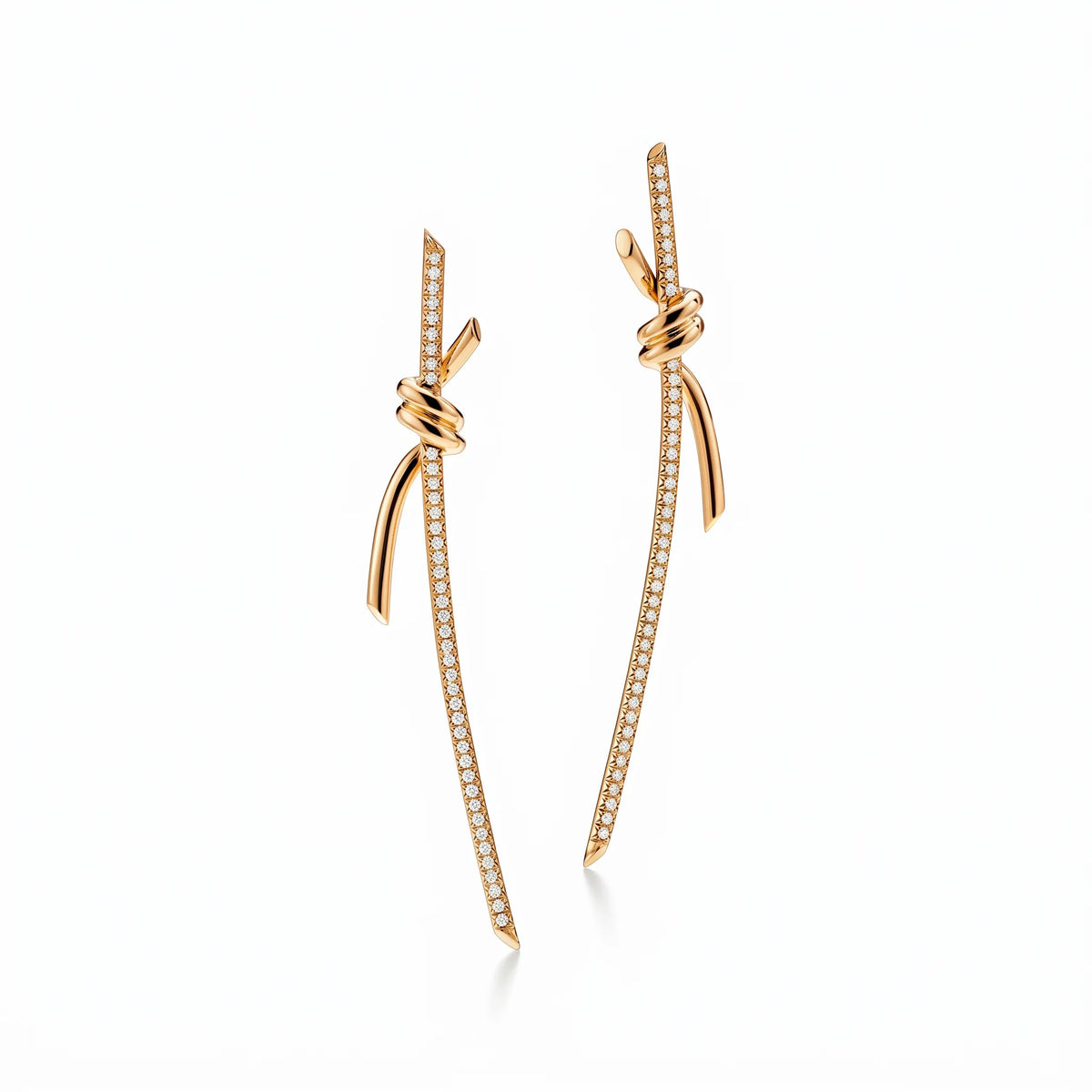Knot Pavé Curved Drop Earrings