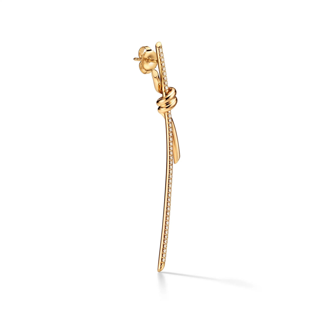 Knot Pavé Curved Drop Earrings