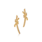 Knot Pavé Ribbon Climber Earrings
